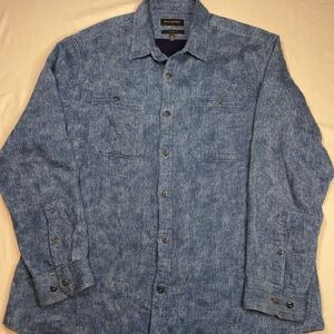Banana Republic Men’s XL Blue Linen Button-Up Shirt Long Sleeve Casual